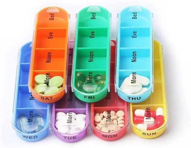 Pastillero Semanal Organizador con Estuche de Cuero, vista 1